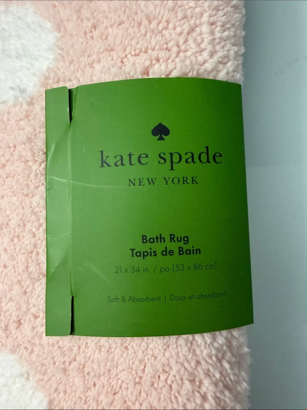 NWT Kate Spade Baby Pink and White Polkadot Bath Mat